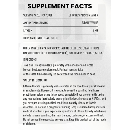 Zeus Nutrition Lithium Orotate 5 mg 60 Veggie Capsules